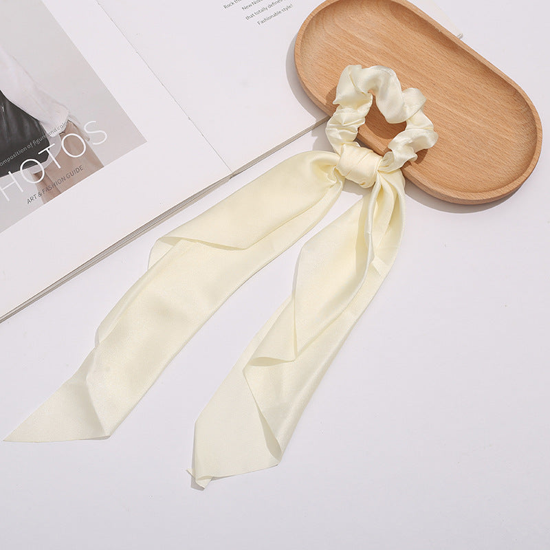 Wholesale Solid Color Knotted Satin Ribbon Fabric Hair Scrunchies